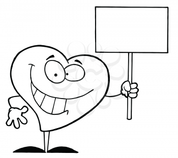 Royalty Free Clipart Image of a Heart Holding a Sign