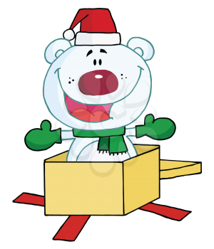 Royalty Free Clipart Image of a Polar Bear in a Box