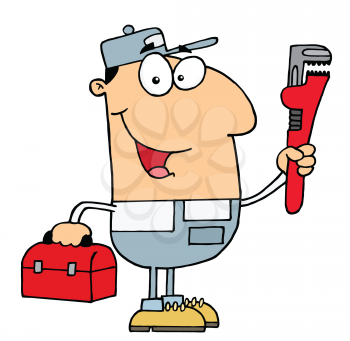 Royalty Free Clipart Image of a Man With a Wrench