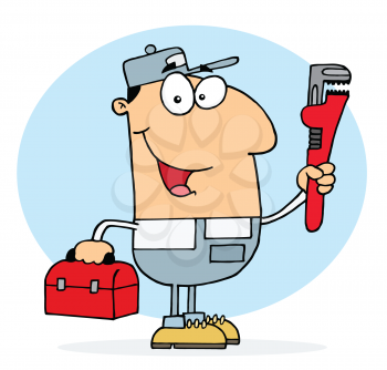 Royalty Free Clipart Image of a Man With a Wrench