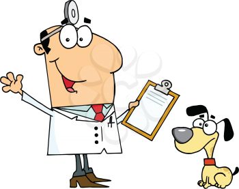 Royalty Free Clipart Image of a Vet and Dog