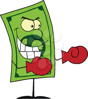 Royalty Free Clipart Image of Money in Boxing Gloves
