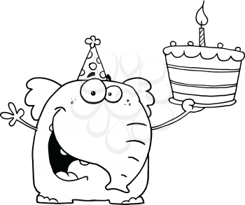Royalty Free Clipart Image of an Elephant Having a Birthday