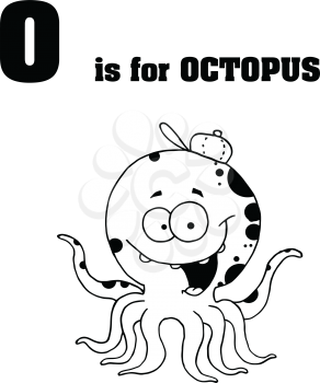 Royalty Free Clipart Image of an Octopus and an O