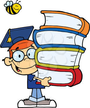 Royalty Free Clipart Image of a Male Graduate With Books