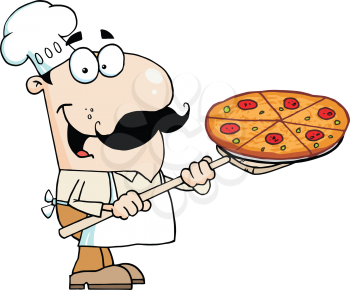 Royalty Free Clipart Image of a Pizza Guy