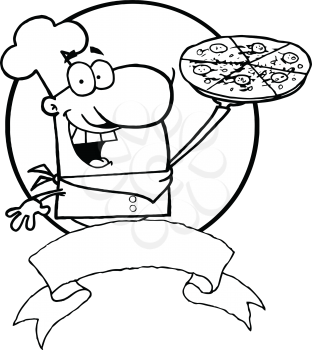 Royalty Free Clipart Image of a Pizza Guy