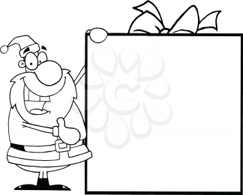 Royalty Free Clipart Image of Santa With a Blank Package