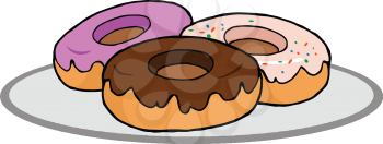 Royalty Free Clipart Image of a Plate of Donuts