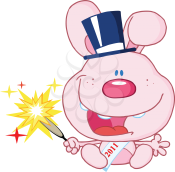 Royalty Free Clipart Image of a New Year's Rabbit