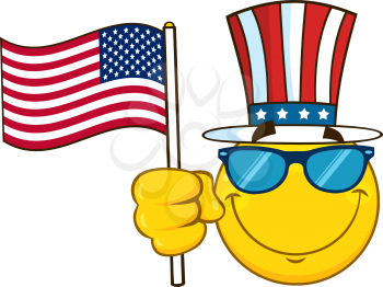 Royalty Free Clipart Image of a 4th of July Emoji Character
