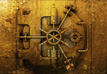 Royalty Free Clipart Image of a Grungy Bank Vault Background
