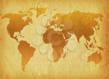 World map on a grunge background
