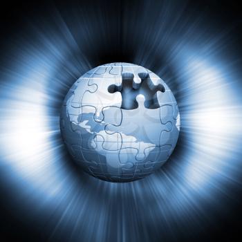 Jigsaw globe on abstract background