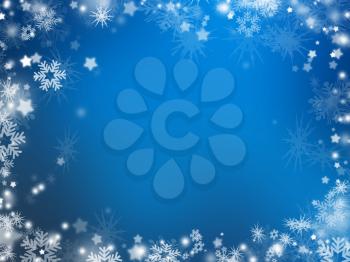Background of many snowflakes and stars