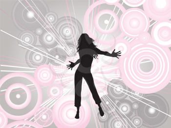 Dancing female on abstract background
