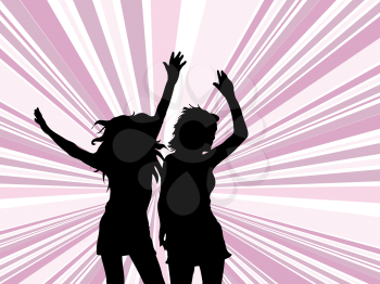 Silhouettes of females dancing