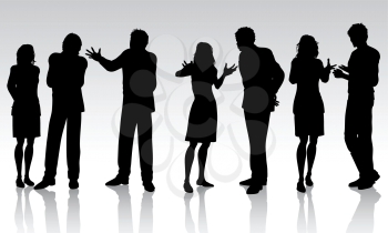 Silhouettes of business people talking