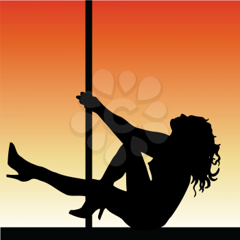 Silhouette of a pole dancer
