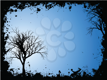 Silhouette of trees on grunge background