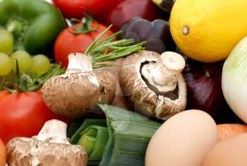 Close up of various fruit and vegetables