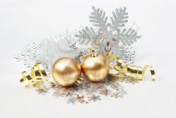 Decorative Christmas background with baubles and beads