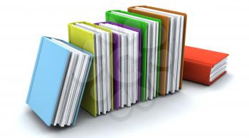 3d charicature render of a stack of  books on white
