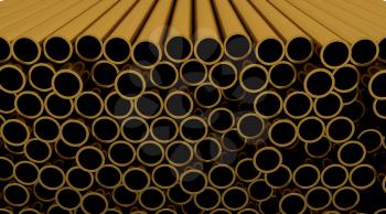 3d render of copper pipes