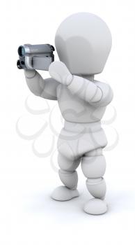 3D render of a man with a video camera