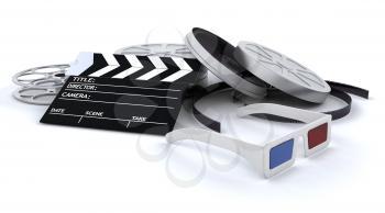 3D Cinema related equipment isolated over white