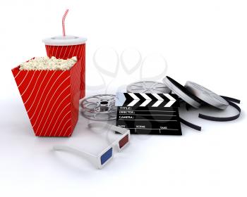 3D Cinema related equipment isolated over white