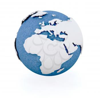 3D render of a globe showing Europe and Africa