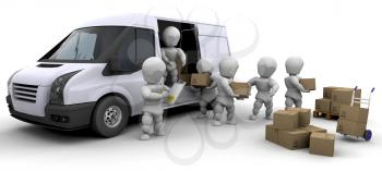 3D moving men handling materials isolated over white