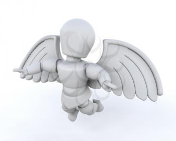 3d render of man with wings isolated on white
