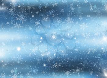 Background of snowflakes and stars