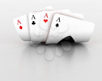 3D render of playing cards isolated on white
