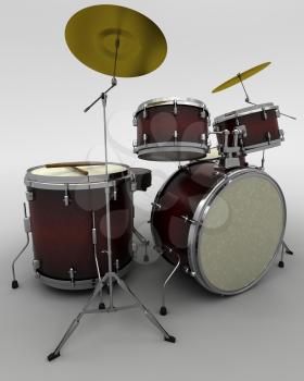 3d render of a concert drum kit