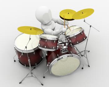 3d render of a man playing the drums