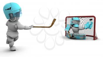 3D render of ice hockey playerS