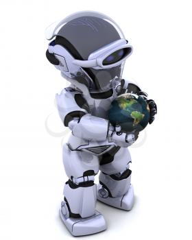 3D Render of a man protecting a globe