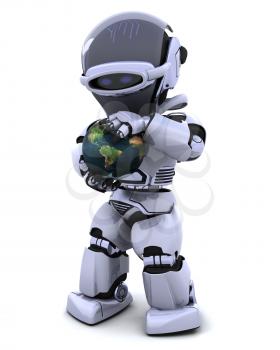 3D Render of a man protecting a globe