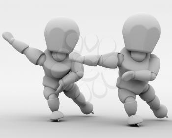 3D render of a man competing in the speed skating