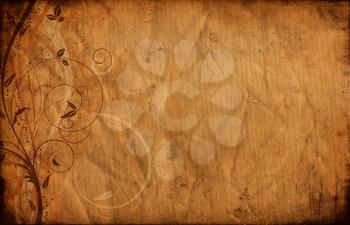 Old grunge style background with floral design
