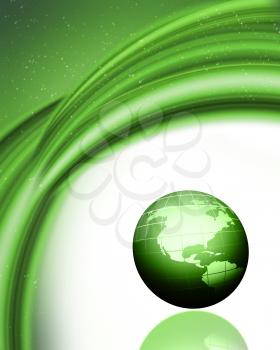 Abstract green background with 3D globe