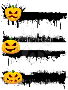 Grunge Halloween borders with evil pumpkins