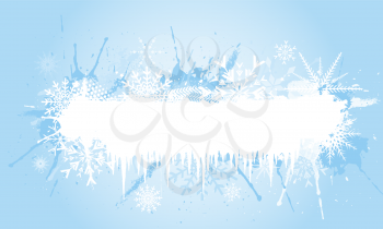 Grunge snowflake background with icicles