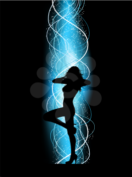 Silhouette of a sexy female on an abstract background