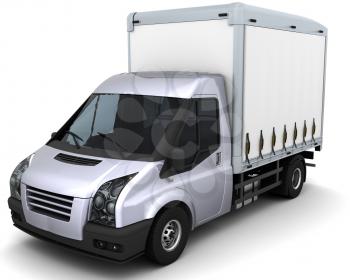 3D Render of a curtain side van