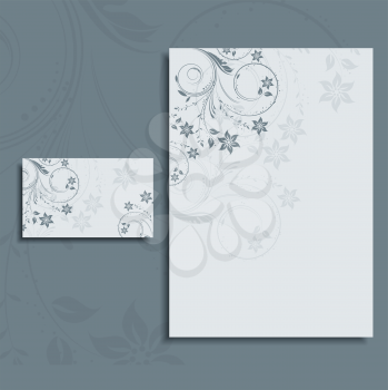 Floral design layout for a letterhead and business card 