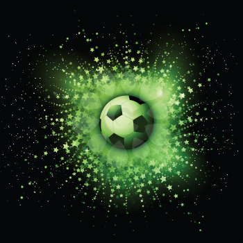 Soccer ball on an abstract star burst background